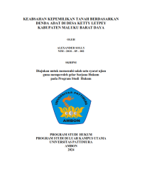 Image of Keabsahan Kepemilikan Tanah Berdasarkan Denda 
Adat Di Desa Ketty-Letpey Kecamatan Pulau Lakor Kabupaten Maluku Barat Daya