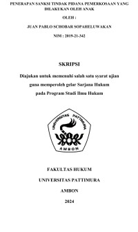 Image of PENERAPAN SANKSI TINDAK 
PIDANA PEMERKOSAN YANG DILAKUKAN OLEH ANAK