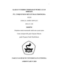 Image of Kajian Yuridis Terhadap Pemecatan Direksi PT. Uniqueness Sepatumas Indonesia (PT.USI)
