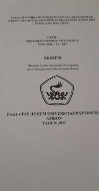Image of Perbuatan Melawan Hukum Yang Dilakukan Oleh Paradigma Bokoe Atas Penggandaan Buku Tanpa Izin Pemegang Hak Cipta