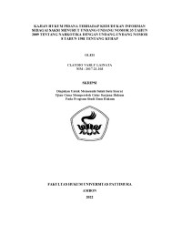 Image of Kajian Hukum Pidana Terhadap Kedudukan Informan Sebagai Saksi Menurut Undang-Undang Nomor 35 
Tahun 2009 Tentang Narkotika Dengan Undang-Undang Nomor 8 Tahun 1981 Tentang Kitab Hukum Pidana