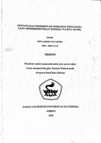 Image of Pengawasan Pemerintah Terhadap Pengusaha  Yang 
Memberhentikan Pekerja Wanita Hamil.
