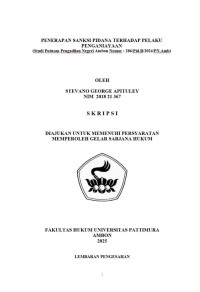 Image of Penerapan Sanksi Pidana Terhadap Pelaku 
Penganiayaan (Studi Putusan Pengadilan Negeri Ambon Nomor : 286/Pid.B/2024/PN.Amb
