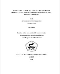 Image of Tanggung Jawab Pelaku Usaha 
terhadap Makanan dan Minuman Impor tidak berlabel Bahasa Indonesia.