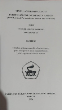 Image of Tinjauan 
Kriminologis Perjudian Online di Kota Ambon,