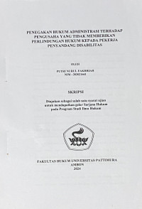 Image of Penegakan 
Hukum Administrasi Terhadap Pengusaha Yang Tidak Memberikan 
Perlindungan Kepada Pekerja Penyandang Disabilitas