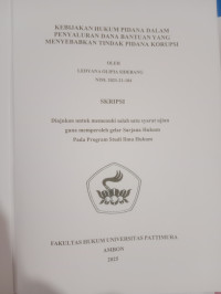 Image of Kebijakan Hukum Pidana Dalam Penyaluran 
Dana Bantuan yang Menyebabkan Tindak Pidana Korupsi,