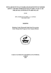 Image of Pengaruh Putusan 
Mahkamah Konstitusi Nomor 46/PUU-VIII/2010 Terhadap Hak Waris Anak Luar 
Nikah Dalam Hukum Waris Islam
