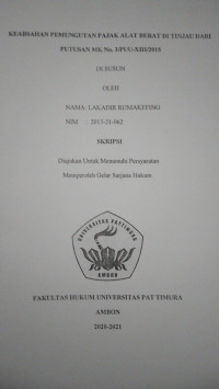 Image of Keabsahan Pemungutan Pajak Alat Berat di Tinjau Dari Putusan MK No. 3/PUU-XIII/2015