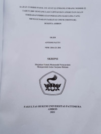 Image of Kajian Yuridis Pasal 131 Ayat (1) Undang-Undang Nomor 22 Tahun 2009 Tentang Lalu Lintas Dan Angkutan Jalan Terhadap Perbuatan Pedagang Kaki Lima Yang Menggunakan Fasilitas Umum (Trotoar) Di Kota Ambon