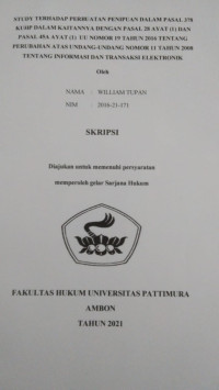 Image of Study Terhadap Perbuatan Penipuan Dalam Pasal 378 KUHP Dalam Kaitannya Dengan Pasal 28 Ayat (1) Dan Pasal 45A Ayat (1) UU Nomor 19 Tahun 2016 Tentang Perubahan Atas UU Nomor 11 Tahun 2008 Tentang Informasi Dan Transaksi Elektronik