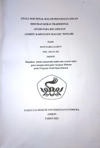 Image of Upaya Non Penal Dalam Penanggulangan Minuman Keras Tradisonal (Studi Pada Kecematan Leihitu Kabupaten Maluku Tengah)