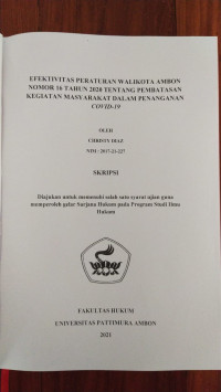 Image of Efektivitas Peraturan Walikota Ambon Nomor 16 Tahun 2020 Tentang Pembatasan Kegiatan Masyarakat Dalam Penanganan Covid-19