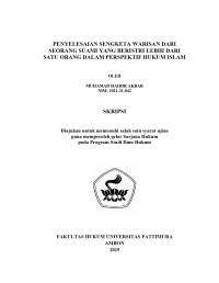 Image of PENYELESAIAN SENGKETA 
WARISAN DARI SEORANG SUAMI YANG BERISTRI LEBIH DARI SATU 
ORANG DALAM PERSPEKTIF HUKUM ISLAM