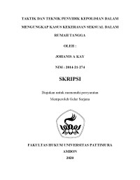 Image of Taktik Dan Teknik Penyidik Kepolisian Dalam Mengungkap Kekerasan Seksual Dalam Rumah Tangga