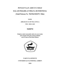 Image of Penggunaan Amicus Curiae Dalam 
Peradilan Pidana Di Indonesia (Studi Putusan No. 784/Pid/2018/PT. Mdn),