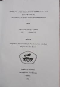 Image of Penerapan Sanksi Pidana Terhadap Perbuatan Lalai Pengemudi Becak (Studi Putusan Nomor 494/PID.SUS/2018/PN.AMB)
