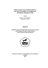 Image of Pertanggungjawaban Pidana Terhadap Pelaku Pengguntingan Bendera Negara Republik Indonesia (Kajian Terhadap Pasal 66 Undang-Undang Republik Indonesia Nomor 24 Tahun 2009 Jo Pasal 24 Huruf a Undang-Undang Nomor 24 Tahun 2009