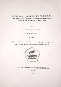 Image of Kewenangan Pengakuan Hak Pengelolaan Laut Kepada Masyarakat Hukum Adat oleh Pemerintah Daerah