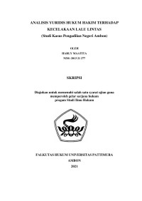 Image of Analisis Yuridis Hukum Hakim Terhadap Kecelakaan Lalu Lintas (Studi Kasus Pengadilan Negeri Ambon)