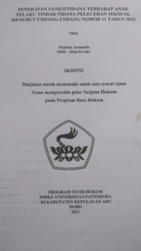 Image of Penerapan Sanksi Pidana Terhadap Anak Pelaku Tindak Pidana Pelecehan Seksual Menurut Undang-Undang Nomor 11 Tahun 2012
