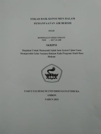 Image of Itikad Baik Konsumen Dalam Pemanfaatan Air Bersih