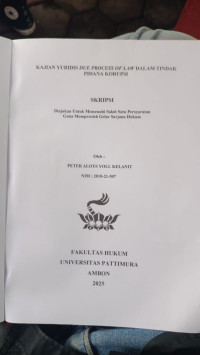 Image of Kajian Yuridis Due 
Process Of Law Dalam Tindak Pidana Korupsi