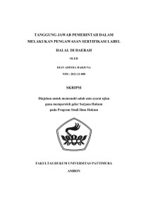 Image of Tanggung Jawab Pemerintah 
Daerah Dalam Melakukan Pengawasan Sertifikasi Label Halal Di Daerah,