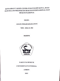 Image of Kewajiban Vaksin Covid-19 Dan Dampaknya Bagi HAM Dalam Prespektif Hukum Intenasional Dan Hukum Nasional