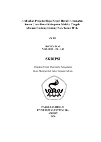Image of Keabsahan Penjabat Raja Negeri Horale Kecamatan Seram Utara Barat Kabupaten Maluku Tengah Menurut Undang- Undang No 6 Tahun 2014