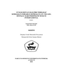 Image of Fungsi Dewan HAM PBB Terhadap Kebijakan Embargo Sepihak Suatu Negara Ditinjau Dari Perspektif Hukum Internasional