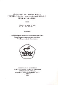 Image of Keabsahan Dan Akibat Hukum Terhadap Peralihan Hak Atas Tanah Adat Melalui Hibah Secara Lisan