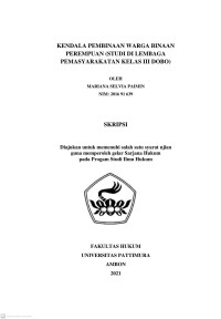 Image of Kendala Pembinaan Warga Binaan Perempuan (Studi Di Lembaga Pemasyarakatan Kelas III Dobo)