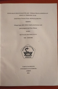 Image of Penegakan Hukum Bagi Pelaku Tindak Pidana Kekerasan Seksual Terhadap Anak