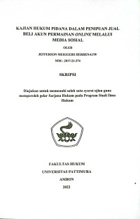 Image of Kajian Hukum Pidana Dalam Penipuan Jual Beli Akun Permainan Online Melalui Media Sosial