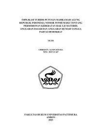 Image of Implikasi Yuridis Putusan Mahkamah Agung Republik Indonesia Nomor 39 P/Hum/2021 Tentang Permohonan Keberatan Hak Uji Materiil Anggaran Dasar Dan Anggaran Rumah Tangga Partai Demokrat