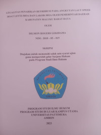 Image of Legalitas Penarikan Retribusi Pada Angkutan Laut Speed Boat Leti-Moa Dan Lakor-Moa Oleh Pemerintah Daerah Kabupaten Maluku Barat Daya