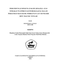 Image of PERLINDUNGAN HUKUM ANAK BUAH KAPAL ATAS 
TINDAKAN WANPRESTASI PEMILIK KAPAL DALAM PERJANJIAN  BAGI HASIL 
PERIKANAN LAUT DI NEGERI HITU MALUKU TENGAH