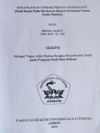 Image of Penanganan Tindak Pidana Pemerasan Studi 
Kasus Pada Direktorat Kriminal Umum Polda Maluku,