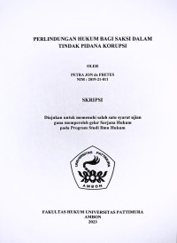 Image of Perlindungan Hukum Bagi Saksi Dalam Tindak Pidana Korupsi