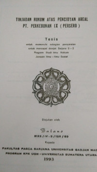 Image of Tinjauan Hukum Atas Penciutan Areal PT. Perkebunan IX (Persero)
