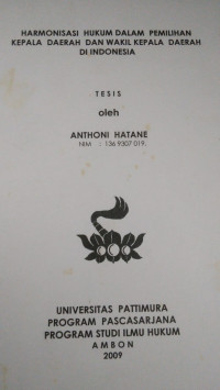 Image of Harmonisasi Hukum Dalam Pemilihan Kepala Daerah Dan Wakil Kepala Daerah Di Indonesia