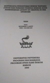 Image of Pentingnya Pengaturan Hukum Tentang Fungsi Dan Peranan Pemuda Sebagai Agen Pembaharuan (Agent Of Chance) Di Era Otonomi