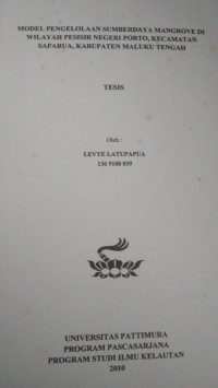 Image of Model Pengelolaan Sumber Daya Mangrove Di Wilayah Pesisir Negeri Porto, Kecamatan Saparua, Kabupaten Maluku Tengah