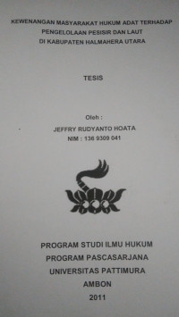 Image of Kewenangan Masyarakat Hukum Adat Terhadap Pengelolaan Pesisir Dan Laut Di Kabupaten Halmahera Utara