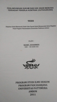 Image of Perlindungan Hukum Dan Hak Asasi Manusia Terhadap Pekerja Kontrak (Outsourcing)