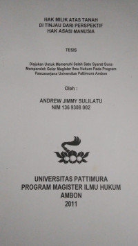 Image of Hak Milik Atas Tanah Di Tinjau Dari Perspektif Hak Asasi Manusia
