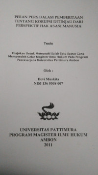 Image of Peran Pers Dalam Pemberitaan Tentang Korupsi Ditinjau Dari Perspektif Hak Asasi Manusia