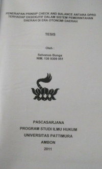 Image of Penerapan Prinsip Check And Balance Antara DPRD Terhadap Eksekutif Dalam Sistem Pemerintahan Daerah Di Era Otonomi Daerah