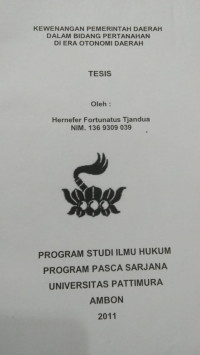 Image of Kewenangan Pemerintah Daerah Dalam Bidang Pertanahan Di Era Otonomi Daerah